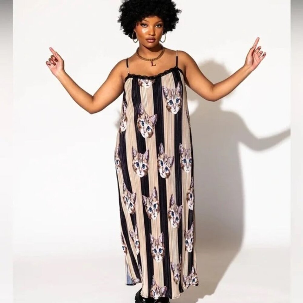 Dressed in LALA Money Honey Plisse Slip Dress in Pretty Kitty